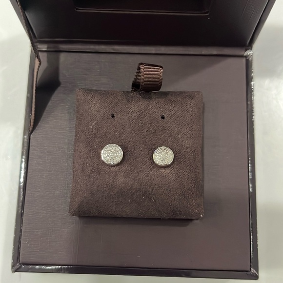 🌟MONICA VINADER Fiji Mini Button Stud Earrings 18k Gold Vermeil & Diamond NEW - Picture 1 of 6